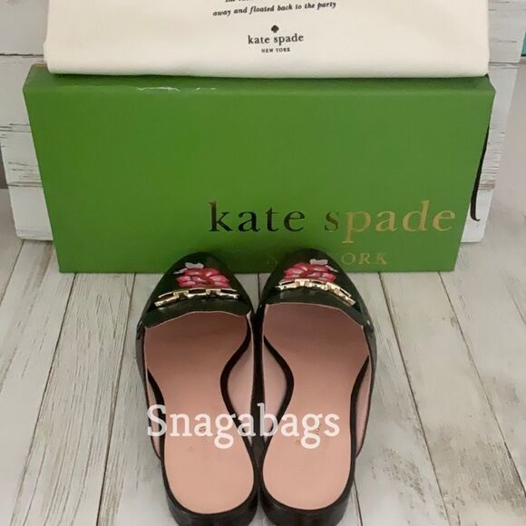 KATE SPADE NIB CANYON BLACK NAPPA POINTED TOE SLIP ON FLAT SHOES SIZE 7.5 M - Picture 8 of 11